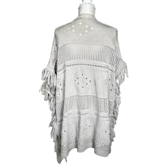 Treasure & Bond Taupe Armholes One Size Open Front Fringe Color Taupe - Picture 3 of 7